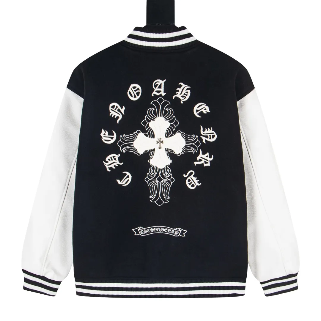 P380 model number Y609 Chrome Hearts Fw25 Chrome Hearts Horseshoe Cross Baseball Jacket. Same style for men and women. New product is hotly shipped. Original customized woolen fabric has a little thickness. The upper body is still very good in early spring weather. Imported spliced pu leather sleeves. Original molding and fine leather. Super heavy-duty design on the chest and back. Exclusive customized cross metal decoration. Customized loose fit. Both men and women are very handsome. All details respect the original version. Mold customization of distressed cross snaps with incomparable distressed texture SIZE:M-XXL